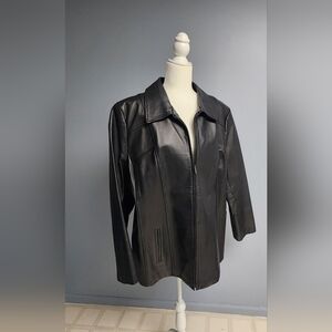 Maggie Barnes Black Leather Jacket